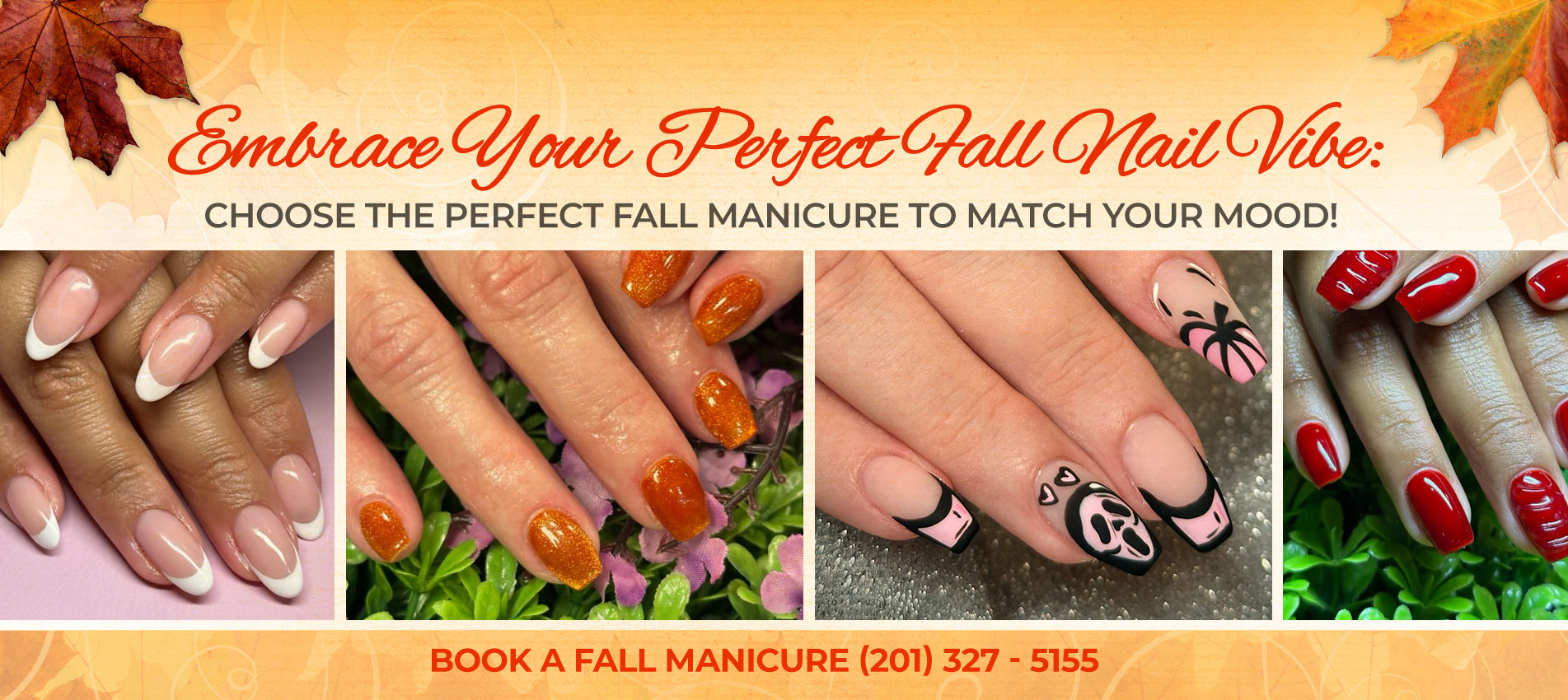 Embrace Your Perfect Fall Nail Vibe! Book a Manicure at The Fountain Spa. (201) 327 - 5155